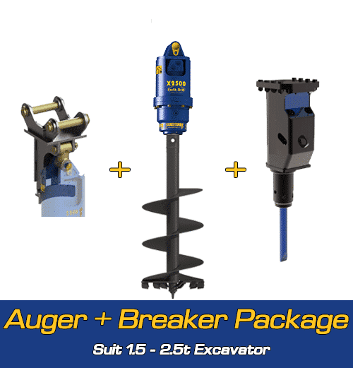 Auger Torque X2500 Auger Drill + Breaker Package (1.52t Excavators) Mouse Valley Equipment Ltd