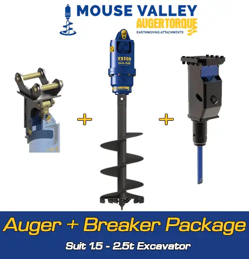 Auger Torque X2500 Auger Drill + Breaker Package (1.5-2t Excavators)