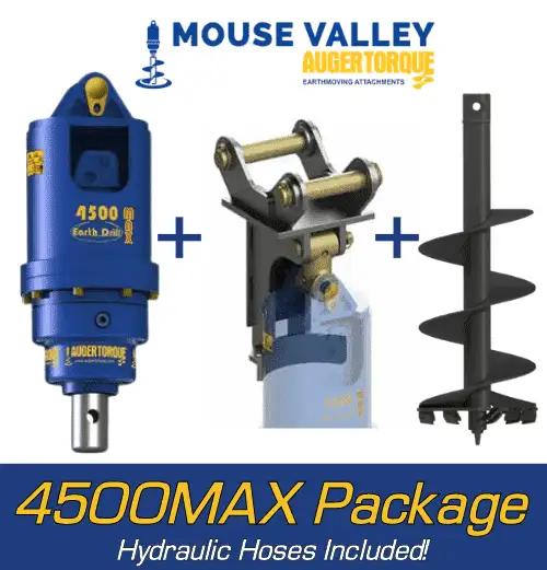 Auger Torque 4500MAX Package c/w Cradle Hitch and Auger (3-5t Excavators)