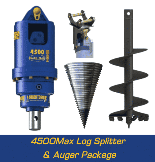 Auger Torque 4500MAX Log Splitter Package c/w Locking Cradle Hitch and  Auger (3-5t Excavators) | Mouse Valley Equipment Ltd