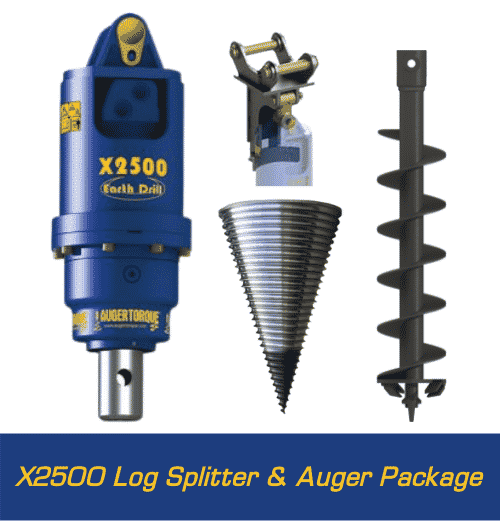 X2500 Log Splitting Cone with earth drill and auger